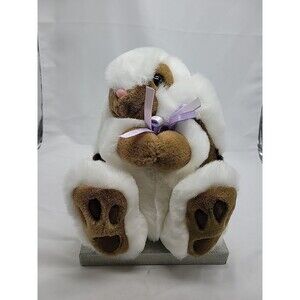 Vintage Chrisha Playful Plush 1988 Bunny Rabbit Brown Cream Stuffed Floppy Ears